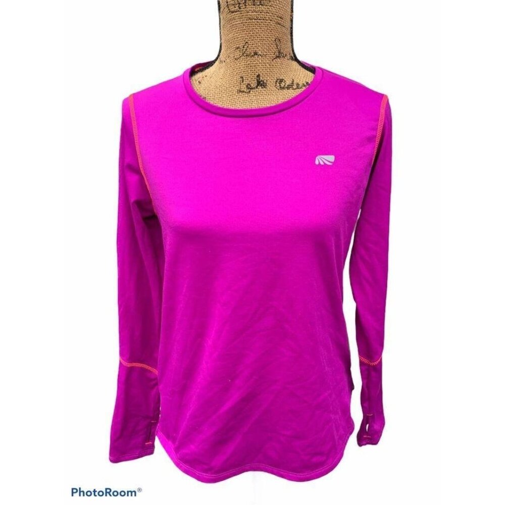 🍒 2/$20 Purple Medium Dry-Wik Long Sleeve Shirt, Orange Threading & Thumbholes